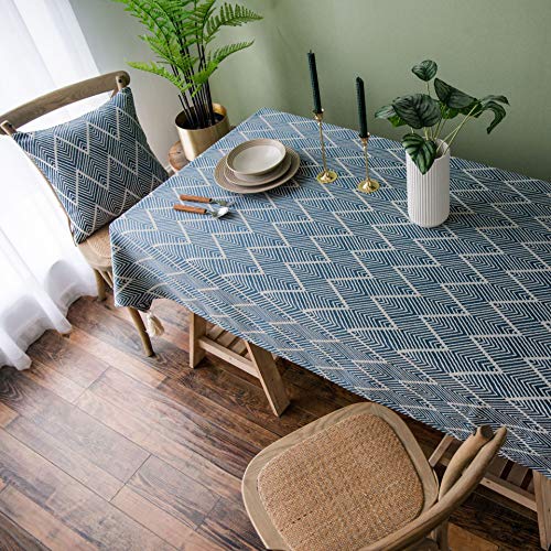 Nappe rectangulaire bleu lavable pour salle à manger - 6