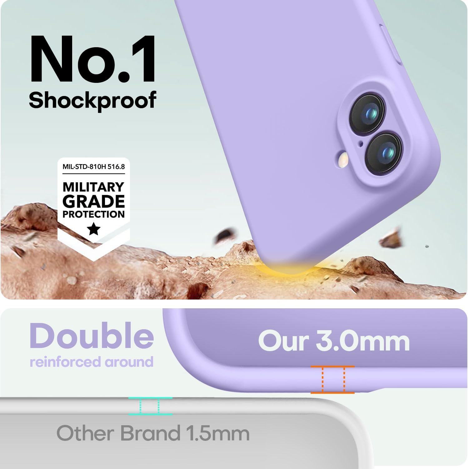 LOVE 3000 Designed for iPhone 16 Case, Premium Silicone with [Soft Anti-Scratch Microfiber Lining] Shockproof Protective Phone Case for Men Women Girls 6.1, Light Purple