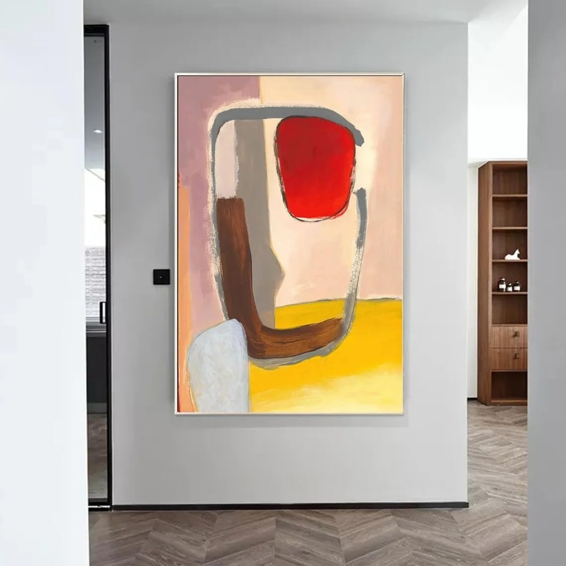 LTjiajuypd Canvas Prints Painting Modern Abstract Colorful Pink Yellow Bohemian Brown Geometry(60x80CM/Frameless)