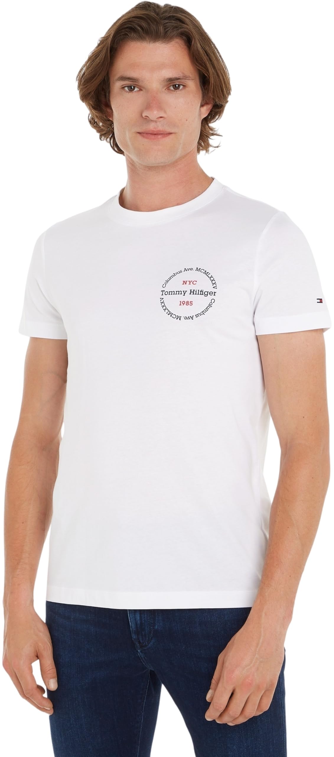 Tommy Hilfiger Camiseta de Manga Corta Hombre Hilfiger Roundle Tee Cuello Redondo