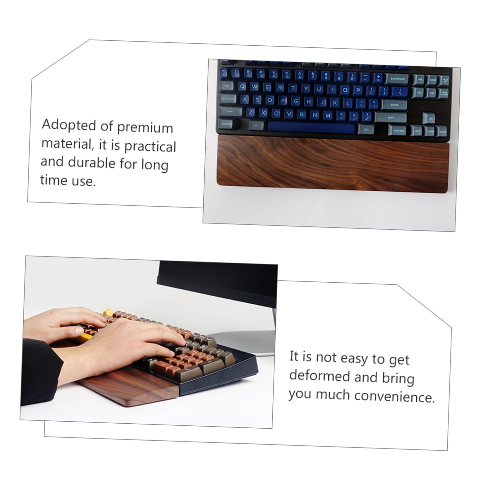 Handgelenkauflage Natürliche Holzstruktur für Tastatur aus Walnussholz Ergonomisch 440x80mm Schmerzlindernd und Langlebig für Computer und Laptop