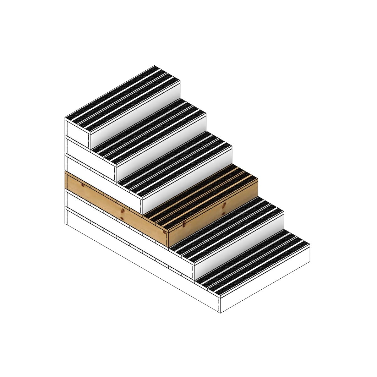 Gradino Modulare In Legno - Altezza 17 Cm, Larghezza Personalizzabile, Per Scale O Porte - Foto 3