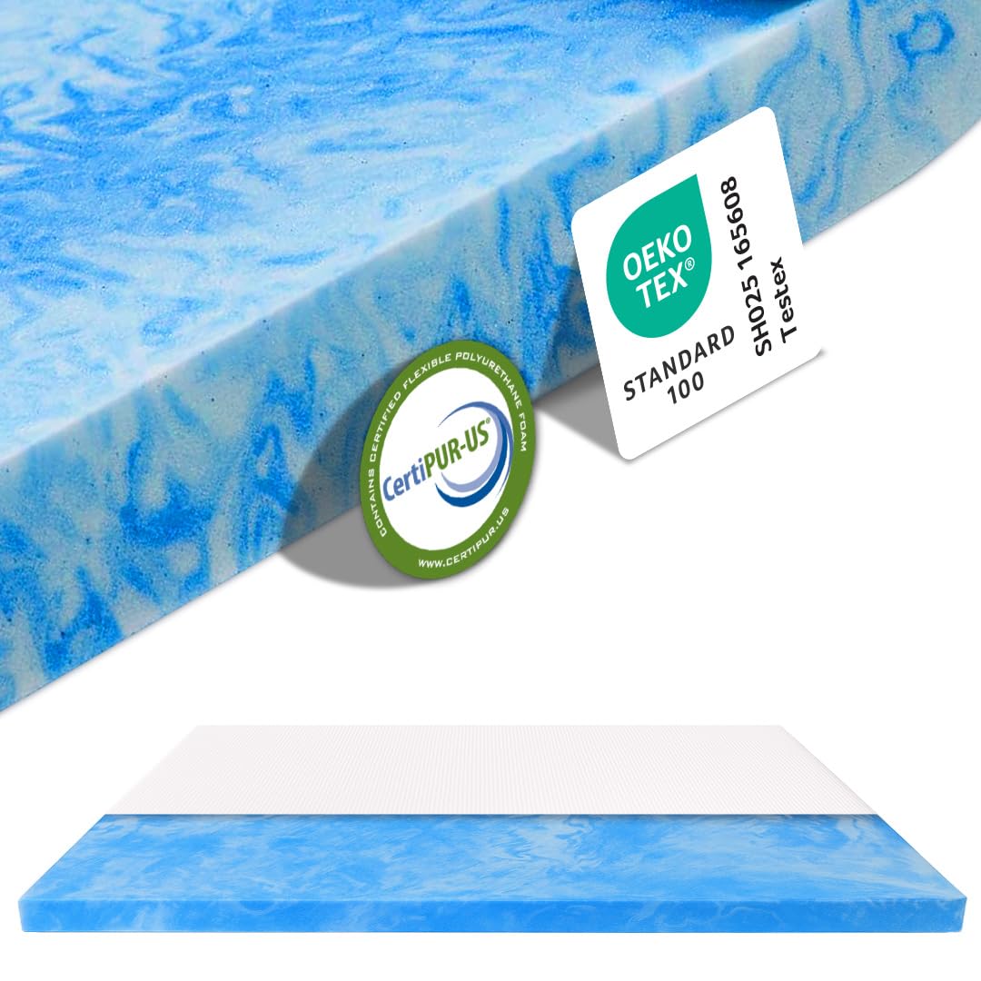 MKS Dream Komfort Gelschaum Topper 80x200, 5cm Gel Topper für Matratzen, Memory Foam H3/H4 mit ergonomischer Form, druckentlastender Wirkung und atmungsaktivem Bezug