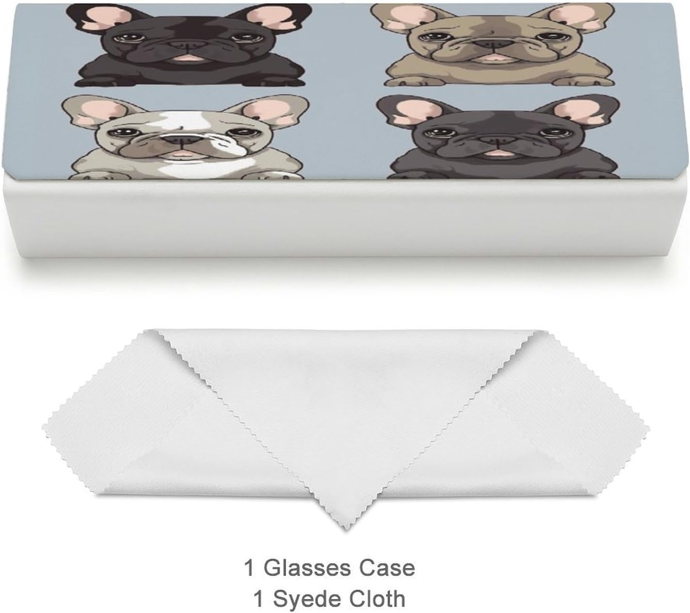Leather Hard Shell Eyeglass Case with Cleaning Cloth for Women Men image 3