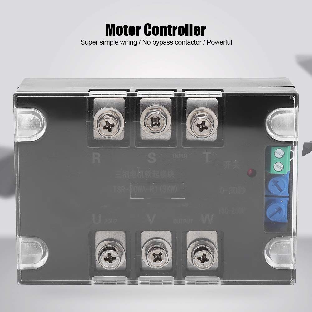 Controller Motore, Scheda di Avviamento Motore Controller Soft Start, TSR-30WA-R1)3KW) Controller Motore Elettrico Trifase, Base in Alluminio per Modulo Mulino a Sfere (modulo