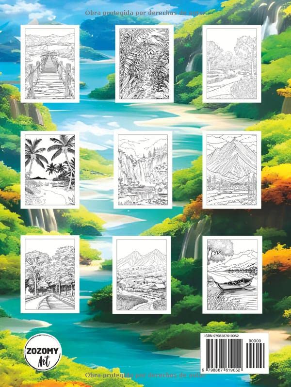 Miniatura 2 de 100 Paisajes Libro de Colorear para Adultos con Ansiedad (Spanish Edition)