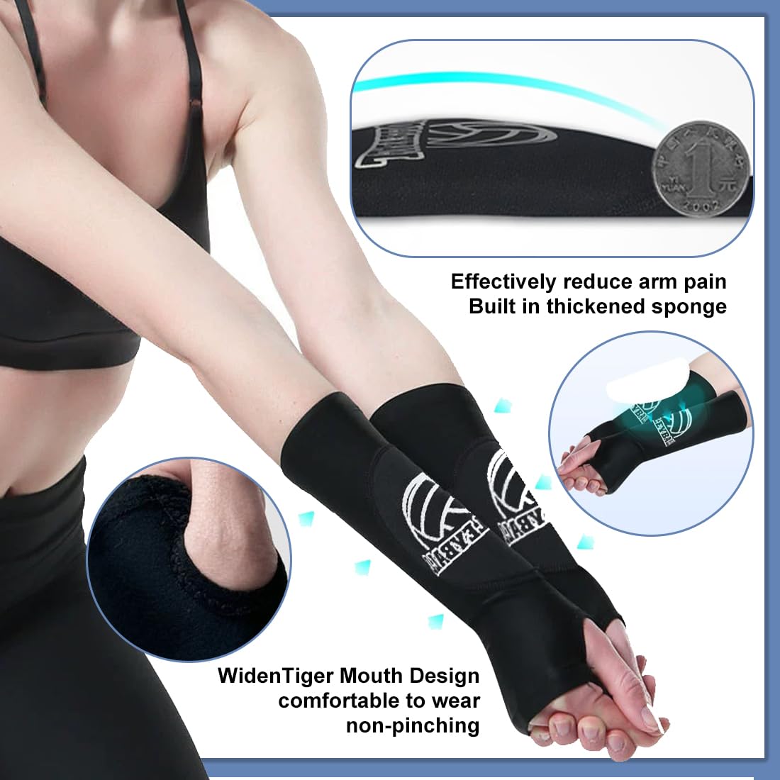 UIEXEA Protectores de Brazo de Voleibol, Antebrazo con Almohadilla de Protección Antideslizante y Orificio para el Pulgar, para Entrenamiento y Partido — view 3