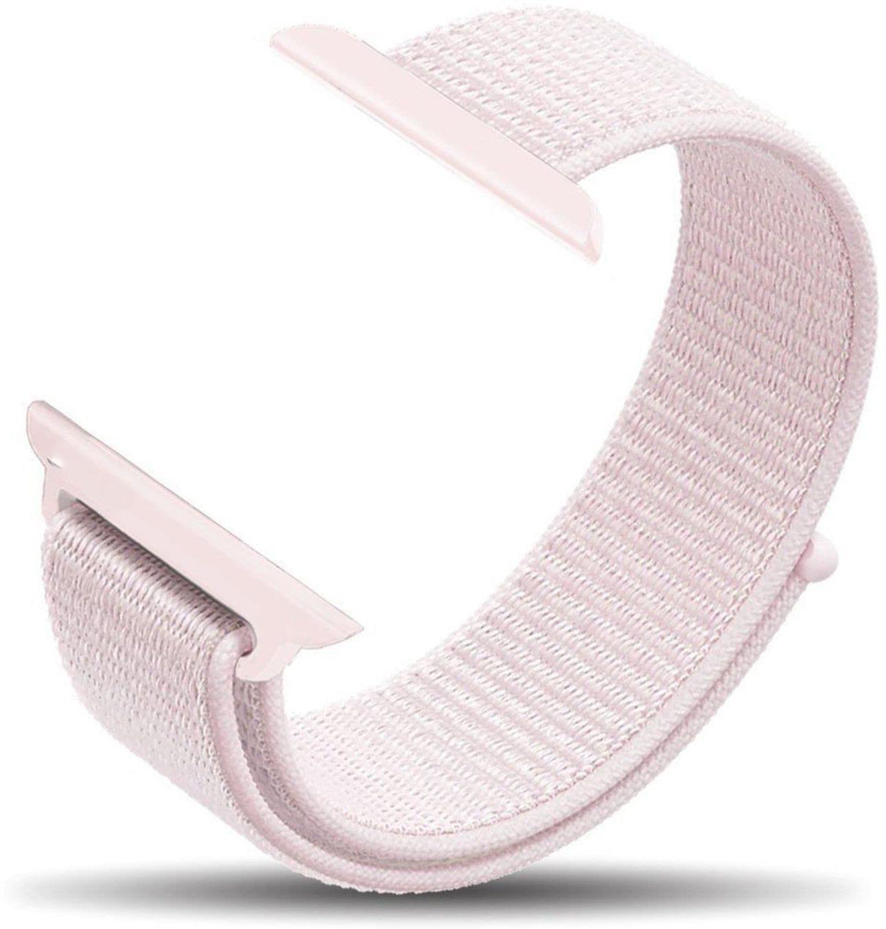 GADGETS WRAP Nylon Series Woven Sport Loop Strap Wrist Watch Band Replacement Band Compatible With Apple iWatch Series 42mm 44mm 45mm - Soft Pink