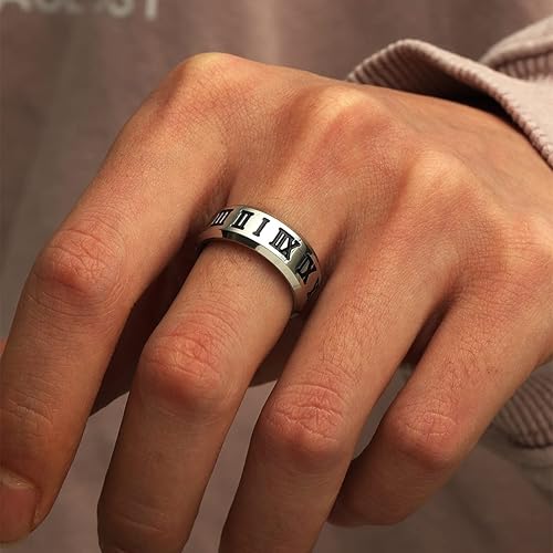 Miniatura 10 de Supra Diamanto 9 anillos giratorios para mujer, alivio de la ansiedad, tamaño 7-12, juego de bandas con acabado de arena, anillo giratorio de acero