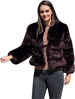 CUCUHAM Women Fashion Solid Jackets Fur Short Stitching Faux Fur Coat - coolthings.us