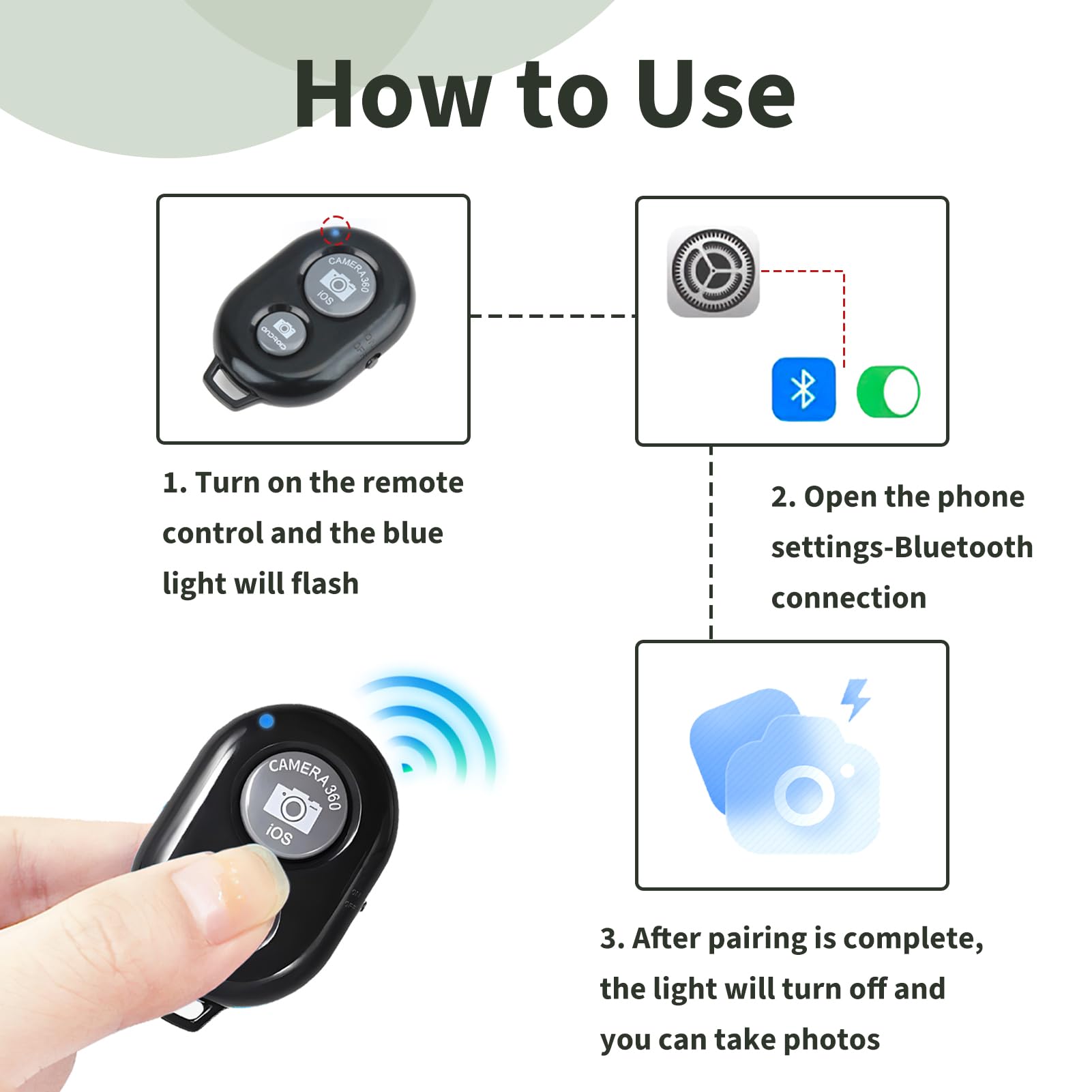 Télécommande Bluetooth Selfie - 2 Pièces, Portée 10 M, Compatible IPhone/iPad/Android, Dragonne Incluse - Pour Photos Et Vidéos - 2