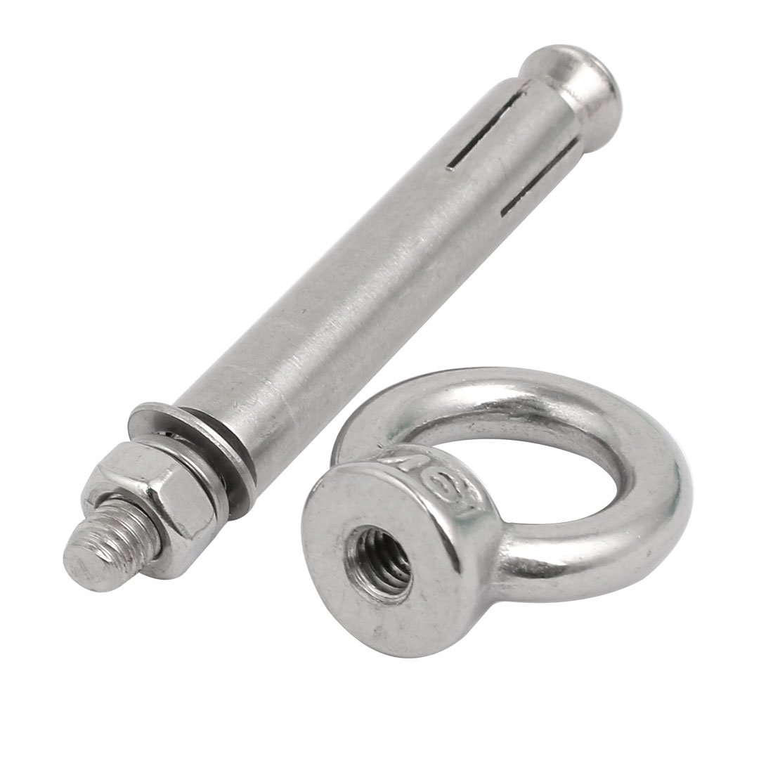 Aexit M6x70mm 304 Transmission Stainless Steel Wire Rope Expansion Anchor Eye Bolt 2pcs