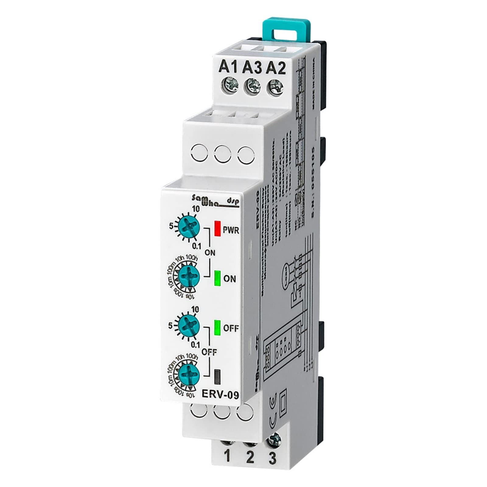 Relais temporisé ERV-09 clignotant multifonctionnel double réglage 24V 220V