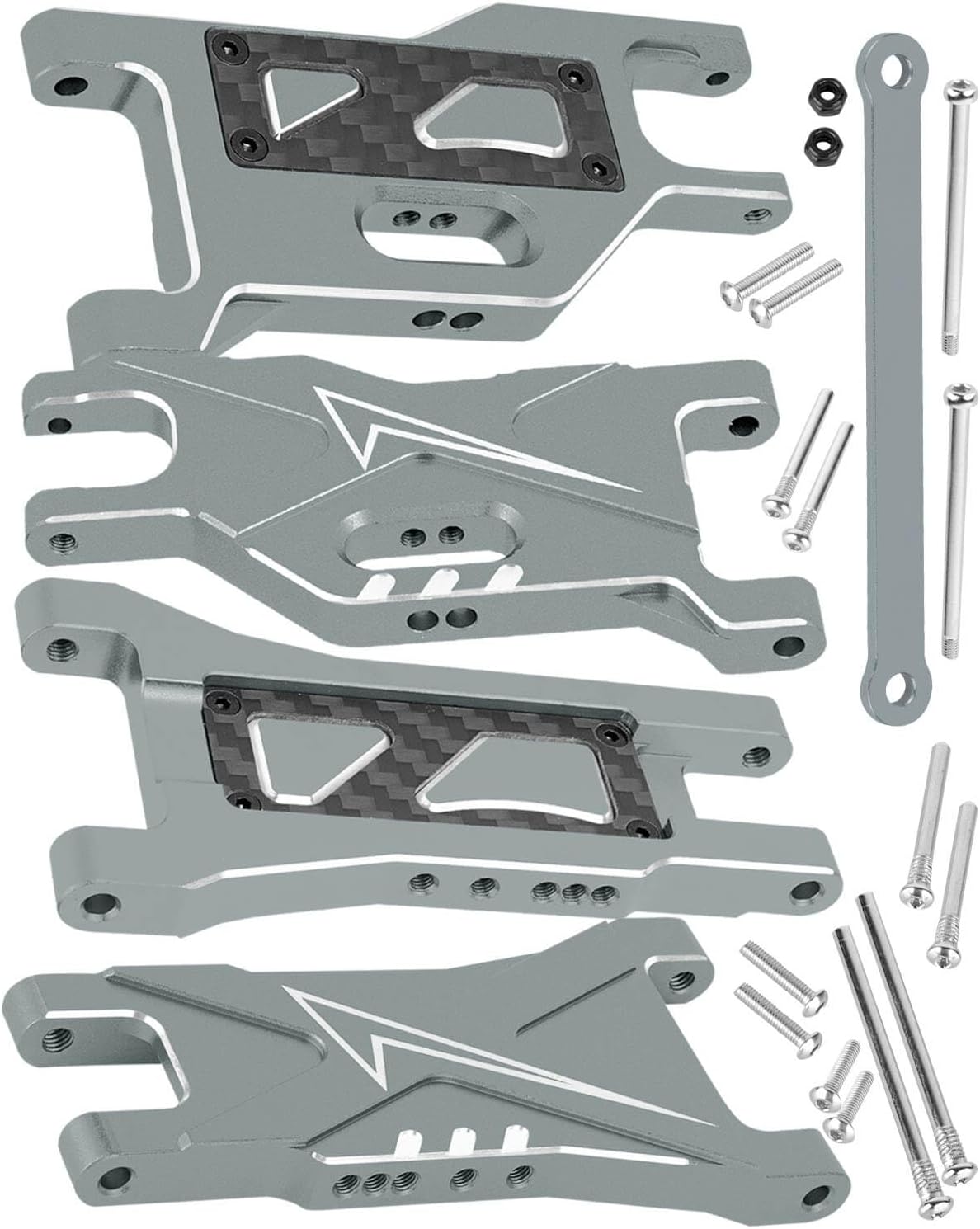 RC Alloy Suspension Arms w/Tie Bar Upgrades Part for 1/10 Slash 2WD,Slash 2WD VXL,4PCS RC Aluminum Front Rear A Arms Hop Ups,Titanium