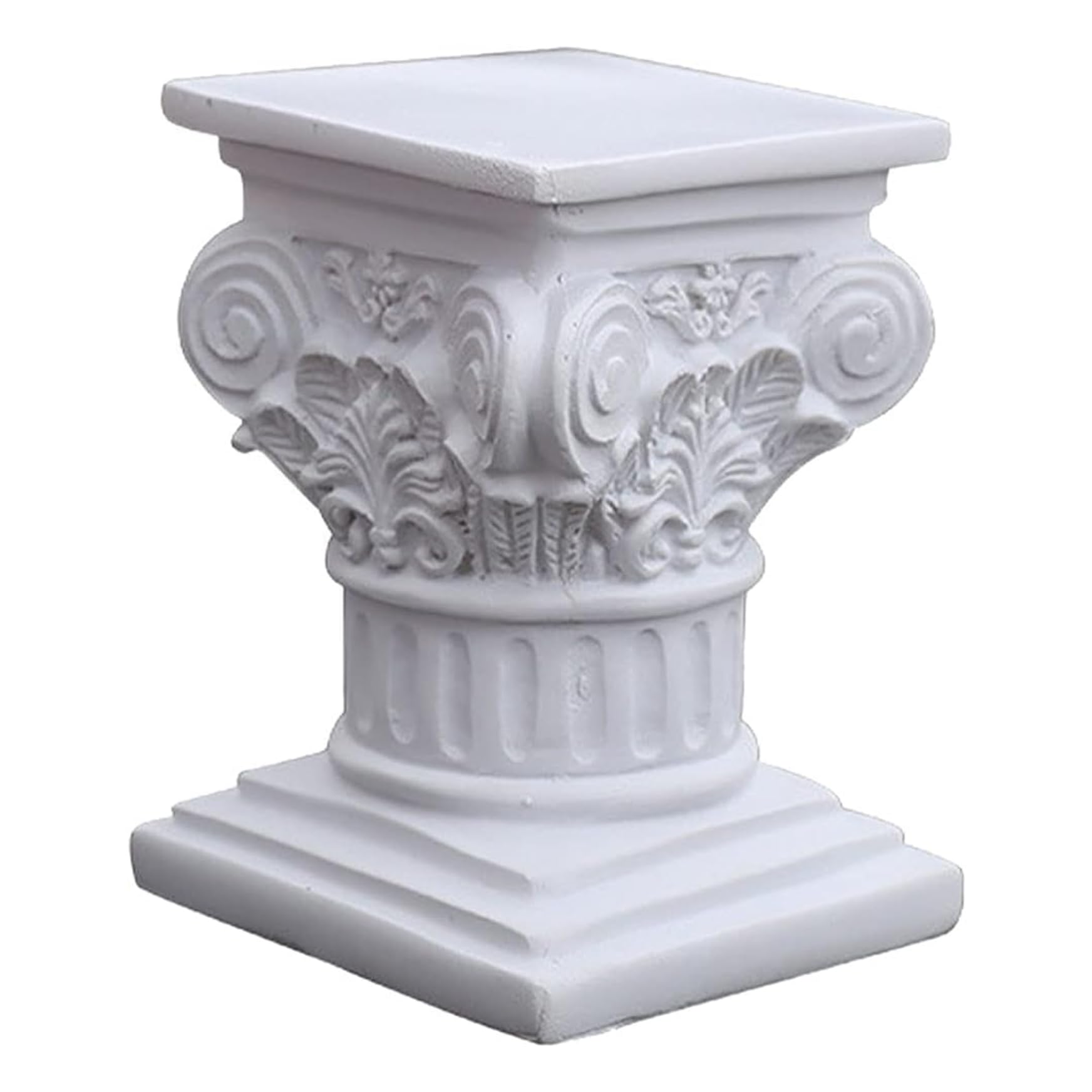 Pedestal Stand Roman Column 4.5x3.4x3.5" Resin Pedestal Stand Decoration Greek Column Statue White Figurine Sculpture for Wedding Table Home Decoration