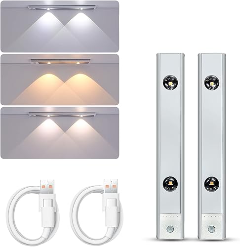 GARTO Luces para debajo del gabinete inalámbricas luz LED con sensor de movimiento para interiores luces de armario recargables por USB panel