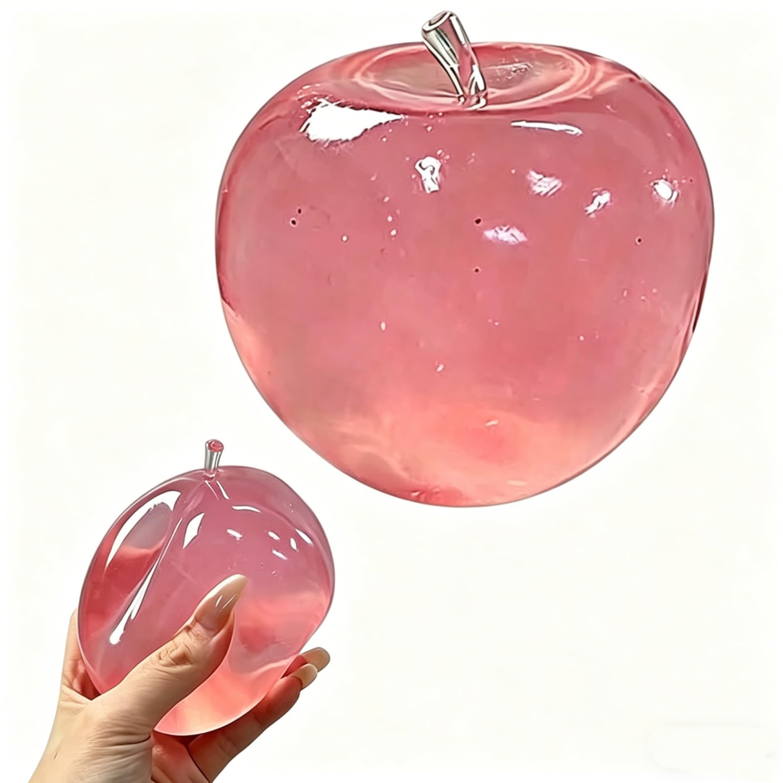 CLBDRESS Cute Squeeze Ball, Transparent Realistic Color Fruit Toy, Soft Stress Relief Squishies for Adults, Portable Fidget Toy for Party Favors, Classroom Prizes, Desk Decor