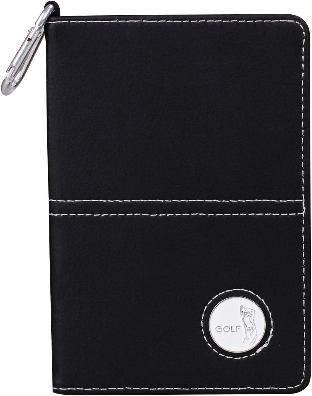 โ Golf Scorecard Holder with Carabiner Clip Deluxe PU Leather and Yardage Book with a Ball Mark