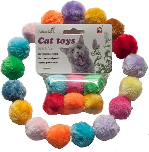 Miniatura 7 de Fashion's Talk Cat Toys Pelota de sonajero peludo para gatito, paquete de 12