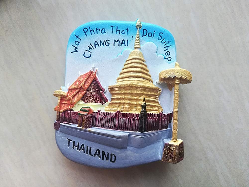 Magnete Frigorifero 3D Chiang Mai Thailandia, Souvenir Di Viaggio Artigianale In Poliresina, Decorazione Casa E Cucina
