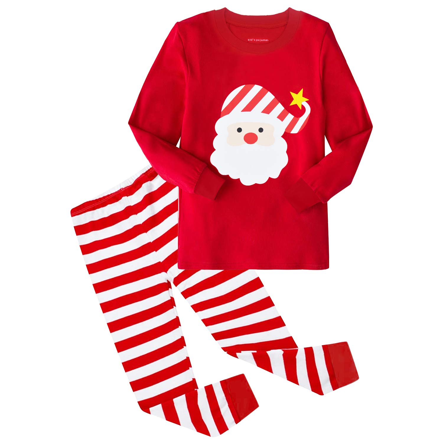 HYCLES Christmas Pajamas for Kids Girls Holiday Long Sleeve Sleepwear Santa Cotton Pajamas Sets for 2-12T Boys/Toddler Pjs