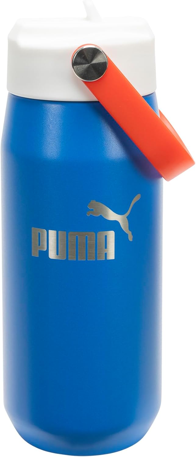PUMA unisex-adult 18oz Insulated Stainless Steel Water Bottle With Straw & Carry Handle