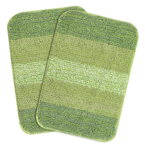 Image of Saral Home Soft Microfiber Anti-Skid Bath Mat Pack of 2 (SAGE Green, 35X50 cm)