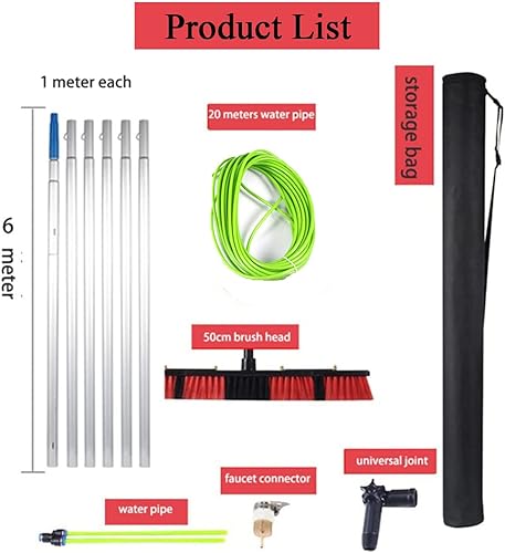 Miniatura 5 de Cepillo de limpieza de paneles solares, poste de limpieza de ventanas, kit de limpieza de ventanas, poste alimentado por aguamanguera, equipo de