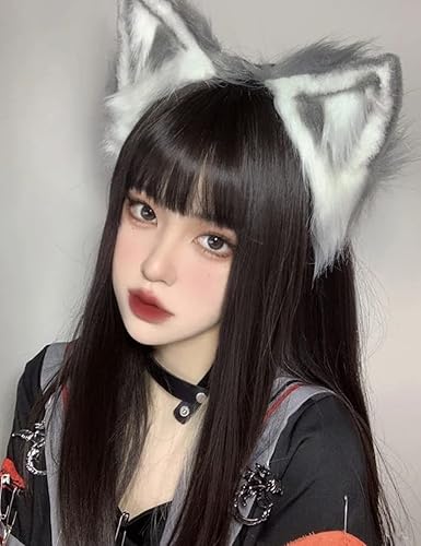 Miniatura 3 de VIGVAN KYC Orejas de animales Kawaii de peluche con orejas de gato para el cabello, tocado para Halloween o cosplay