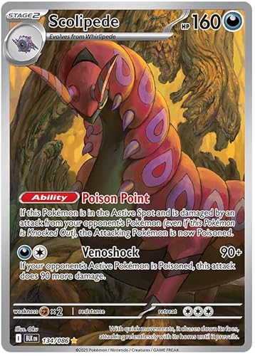 Scolipede 134/086 Illustration Rare Pokemon Card | Black Bolt Set | Pokemon Scarlet & Violet Series | Titan Authenticated