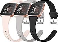 Vista 1 de Tobfit Pack 3 bandas delgadas compatibles con Fitbit Versa 2 Bands/Fitbit Versa/Fitbit Versa Lite/SE, pulsera de repuesto de silicona para hombres