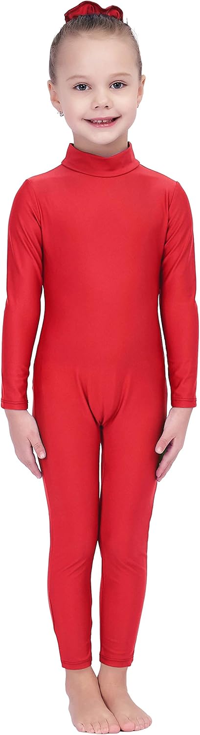 Kepblom Girls Long Sleeve Unitard Spandex Turtleneck Full Bodysuit for Kids - Image 2