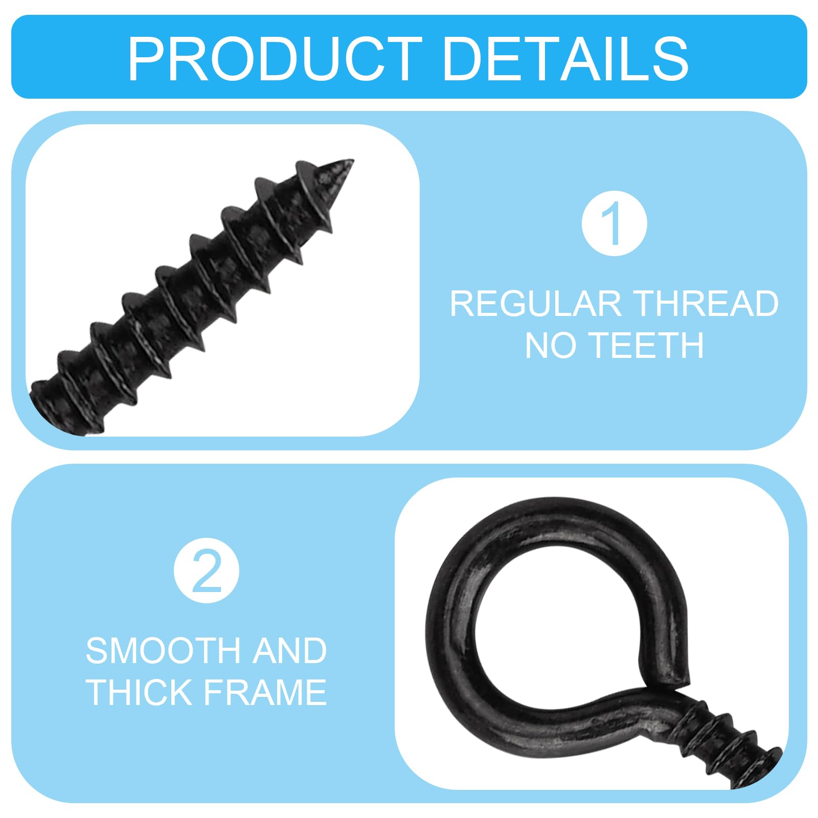 Eye Screws, 300PCS 0.87 Inches Black Metal Eye Screws, Heavy