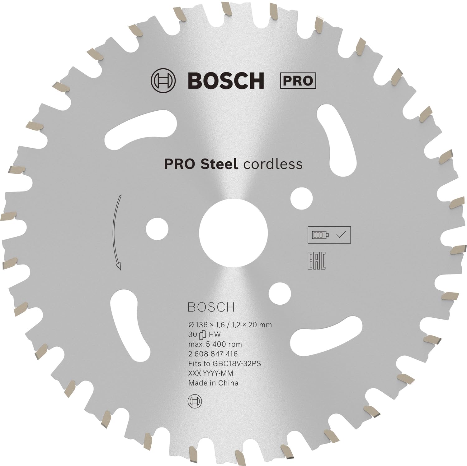 Bosch 1x PRO Steel Akku-Bewehrungsstahlschneider, 136 x 1,6/1,1 x 20 (für Stahl, Ø 136 mm, Professional Zubehör Armierungsschneider)