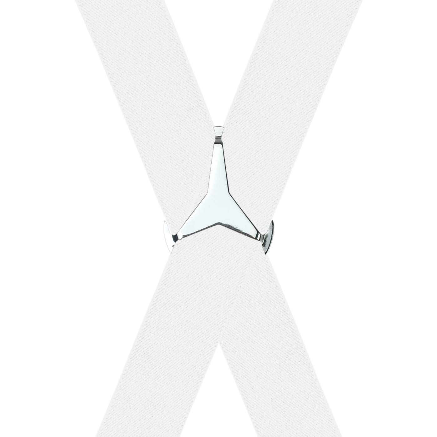 Moulen Men's X-Back 1.4 Inches Wide 4-Clips Adjustable Suspenders, White