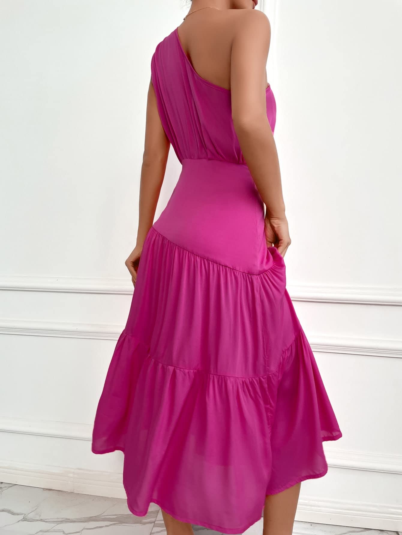 Amazon.com: Neeno Women's Dresses One Shoulder Ruffle Hem Dress Dress for  Women (Color : Hot Pink, Size : X-Small) : Clothing, Shoes & Jewelry
