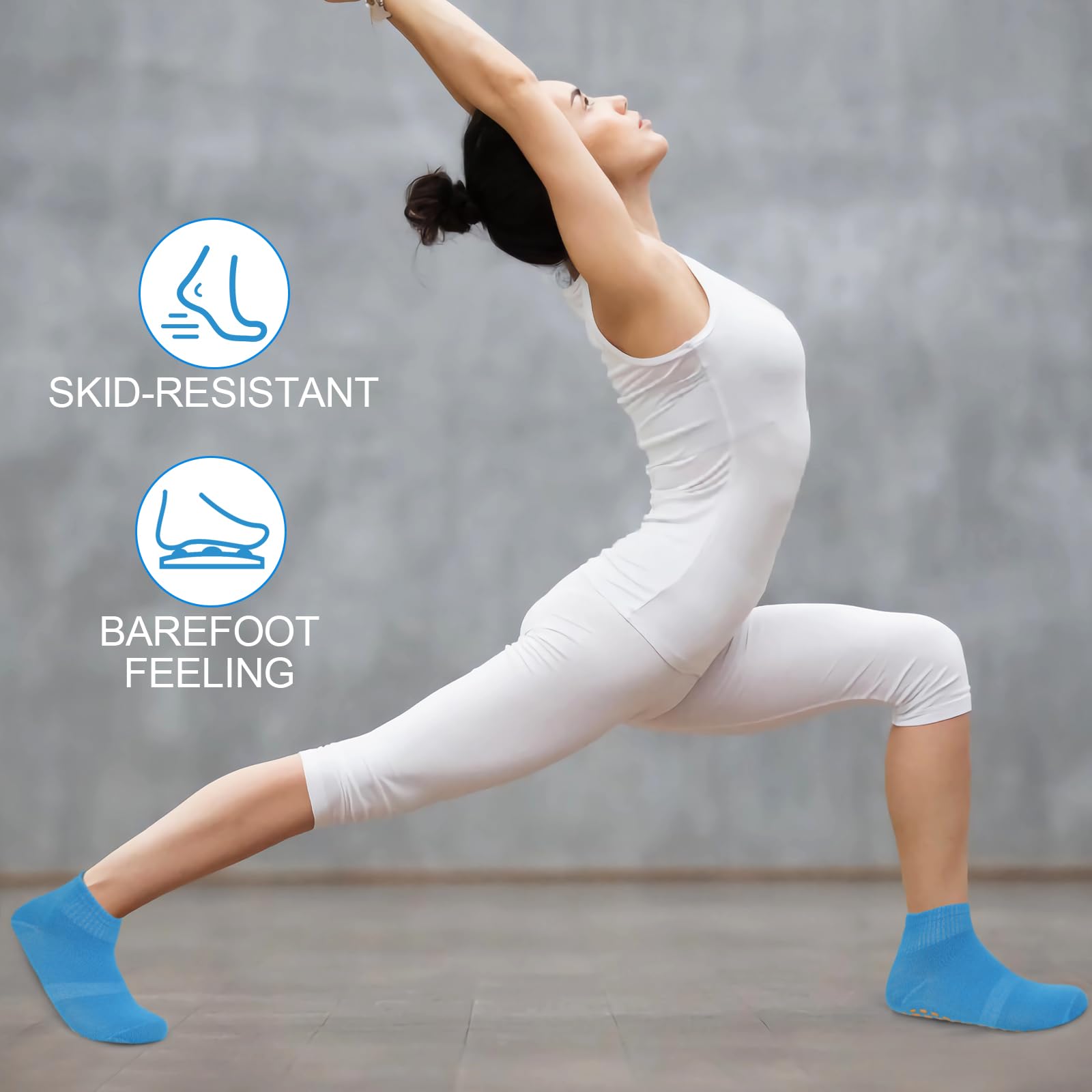 Sophproton 100 Paar Trampolinsocken, Großpackung, rutschfeste Yoga-Socken, Pilates, Krankenhaus, Hausschuhsocken für Männer und Frauen, Mehrfarbig/Meereswellen (Ocean Tides), Einheitsgröße
