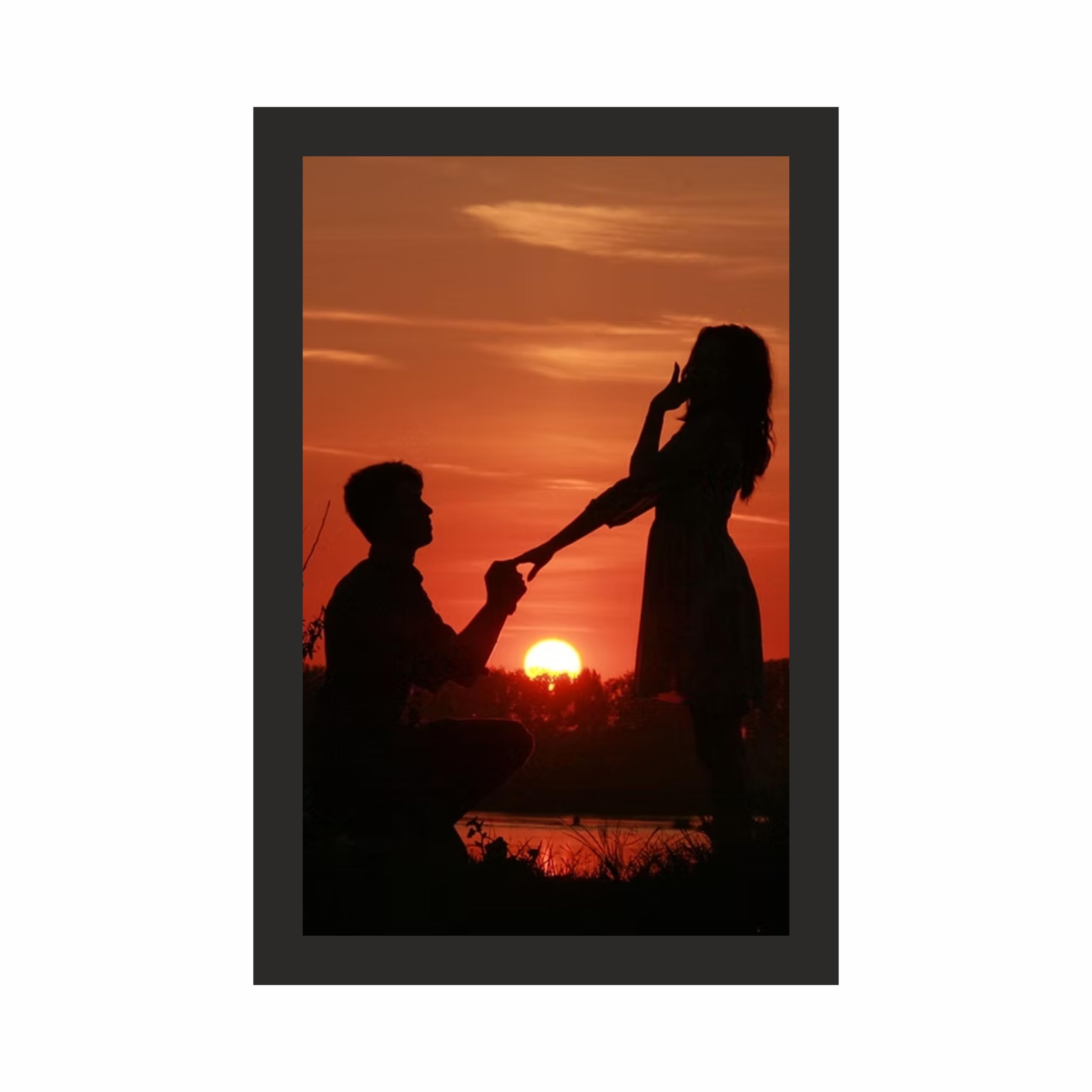 Romantic Sunset Proposal Wall Art Frame 12x18 Inch