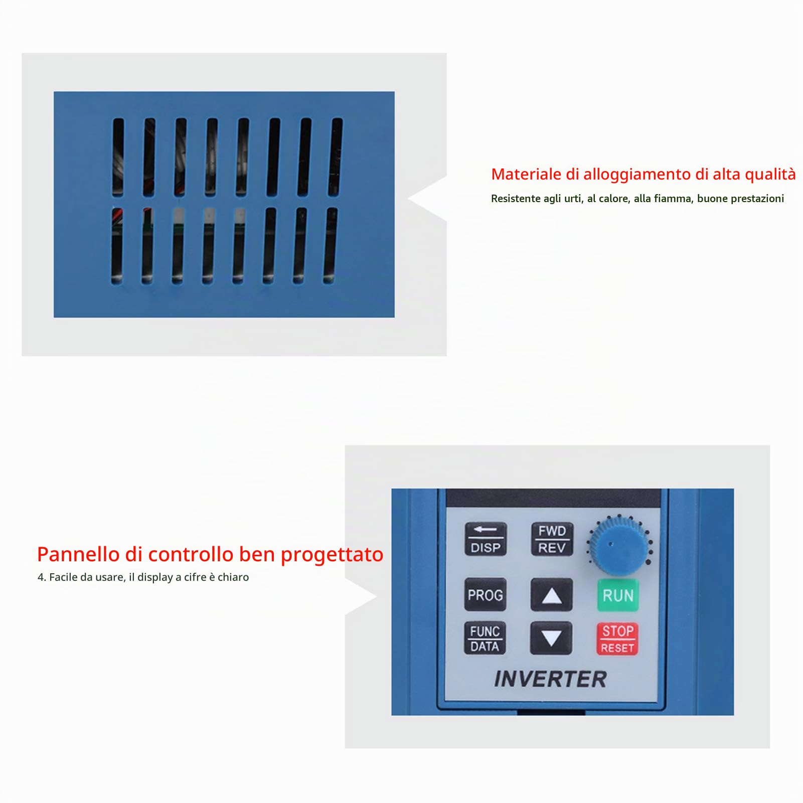 Azionamento a Frequenza Variabile, Convertitore Trifase 380VAC 4KW 12A VFD Convertitore di Frequenza Inverter Regolatore di velocità PWM ad Alta Precisione per Controllo Velocità Motore Mandrino