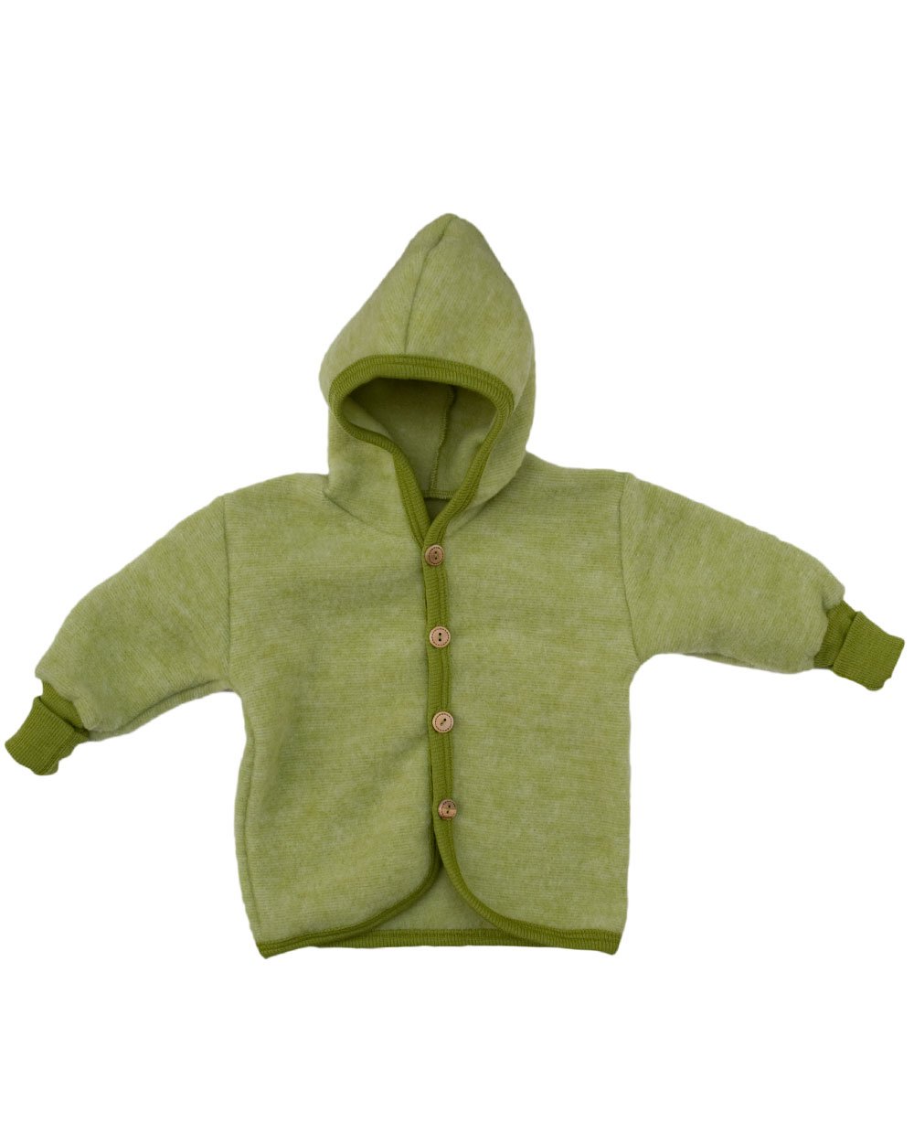Cosilana, Baby Hooded Jacket, 100% Wool (3-7 months (Height 23-27) (EU 62/68), Green Melange)