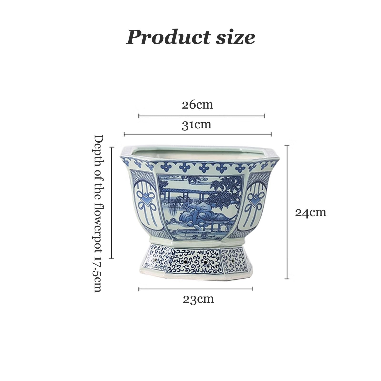 Chiński styl niebiesko-biała ceramiczna doniczka na kwiaty z otworami drenażowymi, dekoracyjna donica bonsai do dekoracji domu, biura, kawiarni i ogrodu