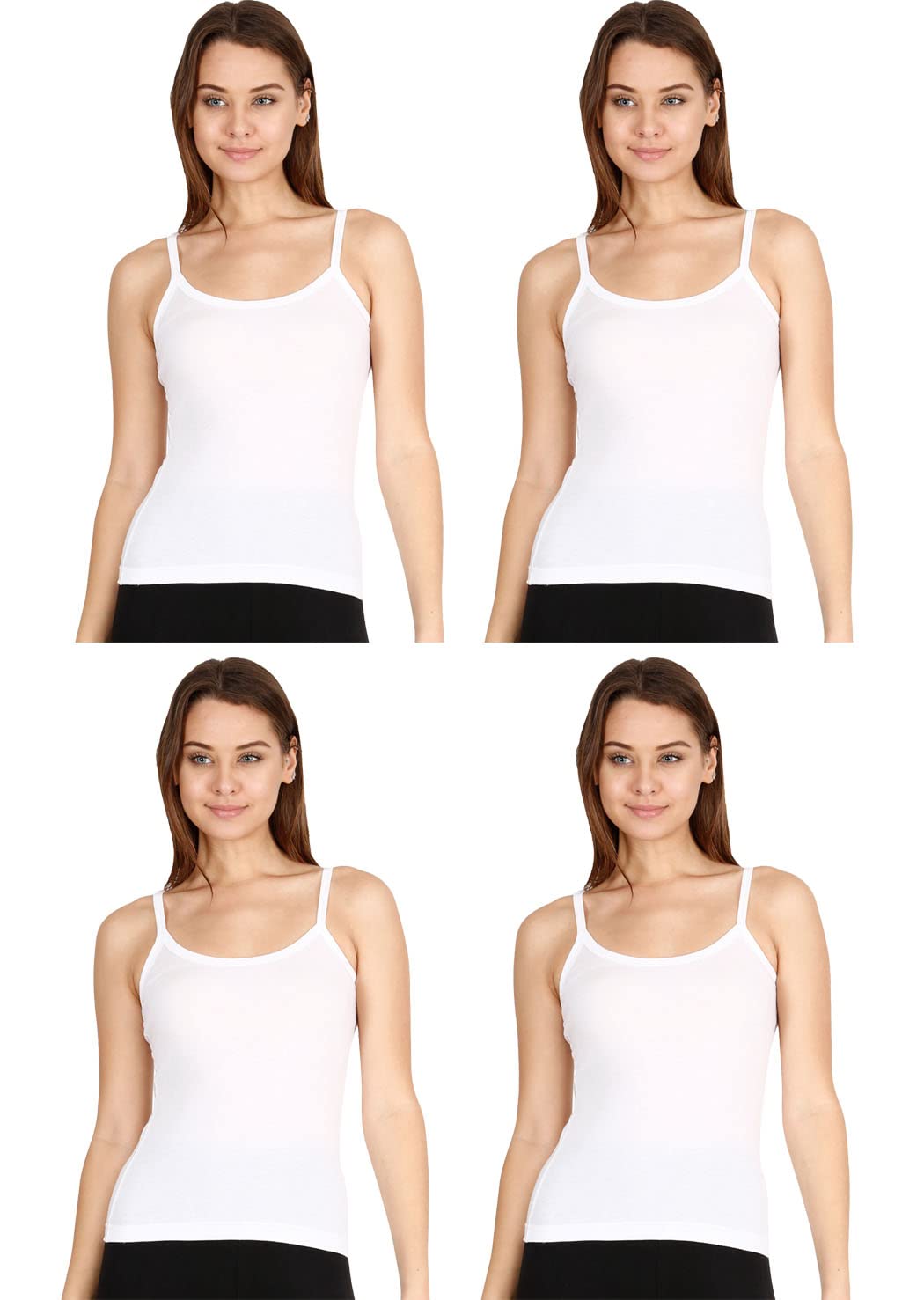 Cotton Plain/Solid Women Slips/Camisole - Pack of 4 (Cozi-for-Her-Slips-White-75)-image-49