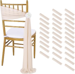 Champagne Chair Sashes Wedding Decorations: 32 Panels Champagne Church Chair Draping Fabric - Baby Shower Banquet Hotel Chairs Decor