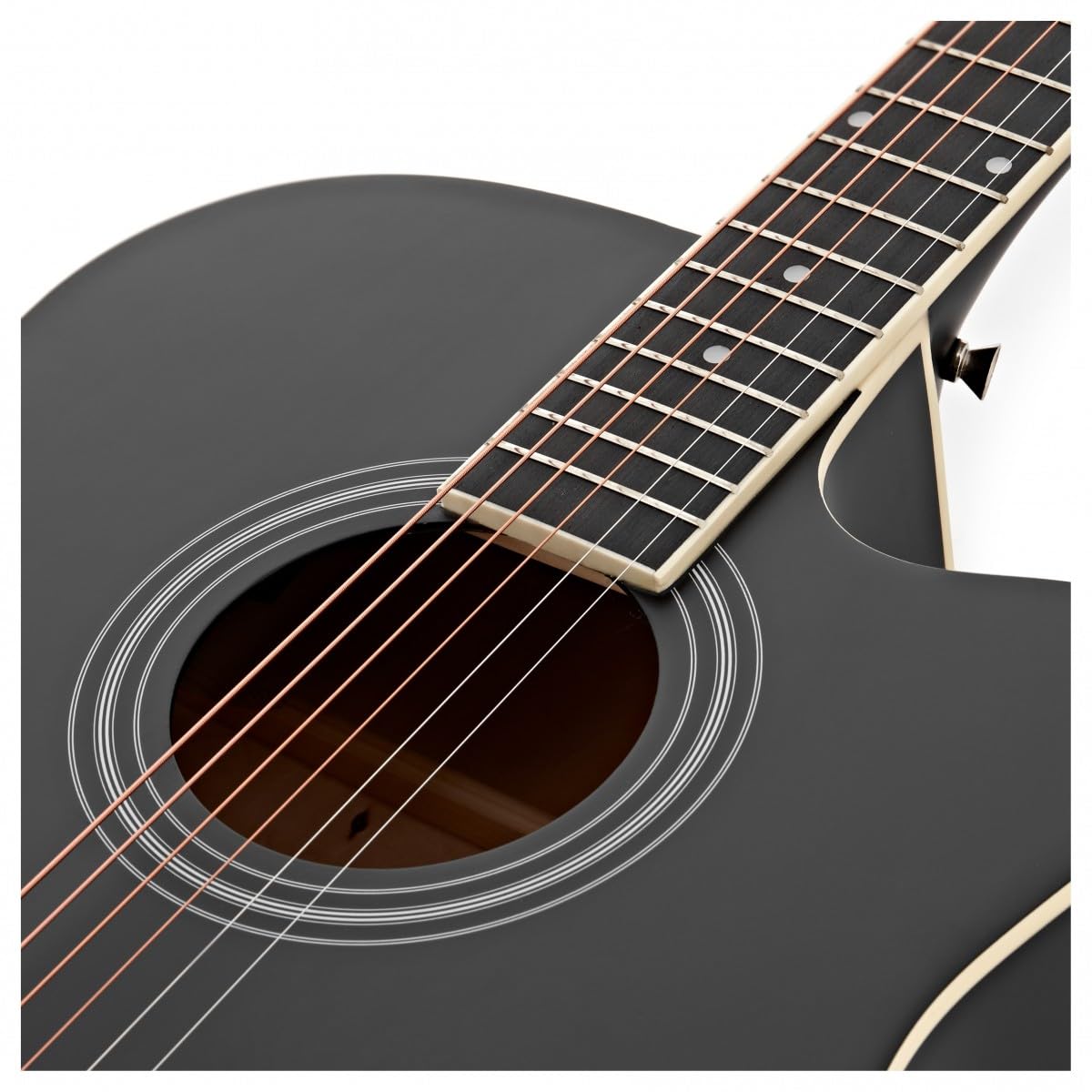 Guitare Électro-Acoustique Dreadnought Pan Coupé, Noir