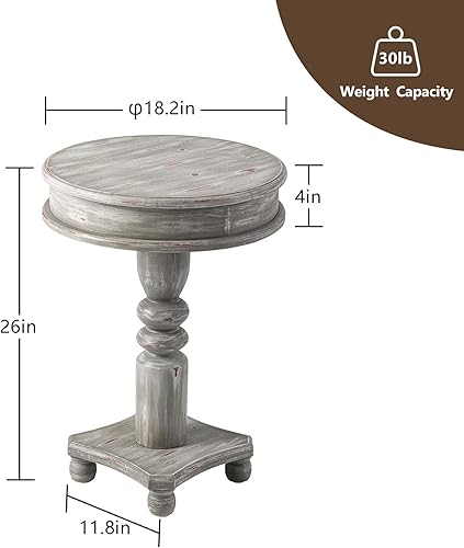 Miniatura 10 de COSIEST Mesa auxiliar de 2 niveles con parte superior de vidrio templado mesa auxiliar redonda de MDF con estante de almacenamiento mesa decorativa