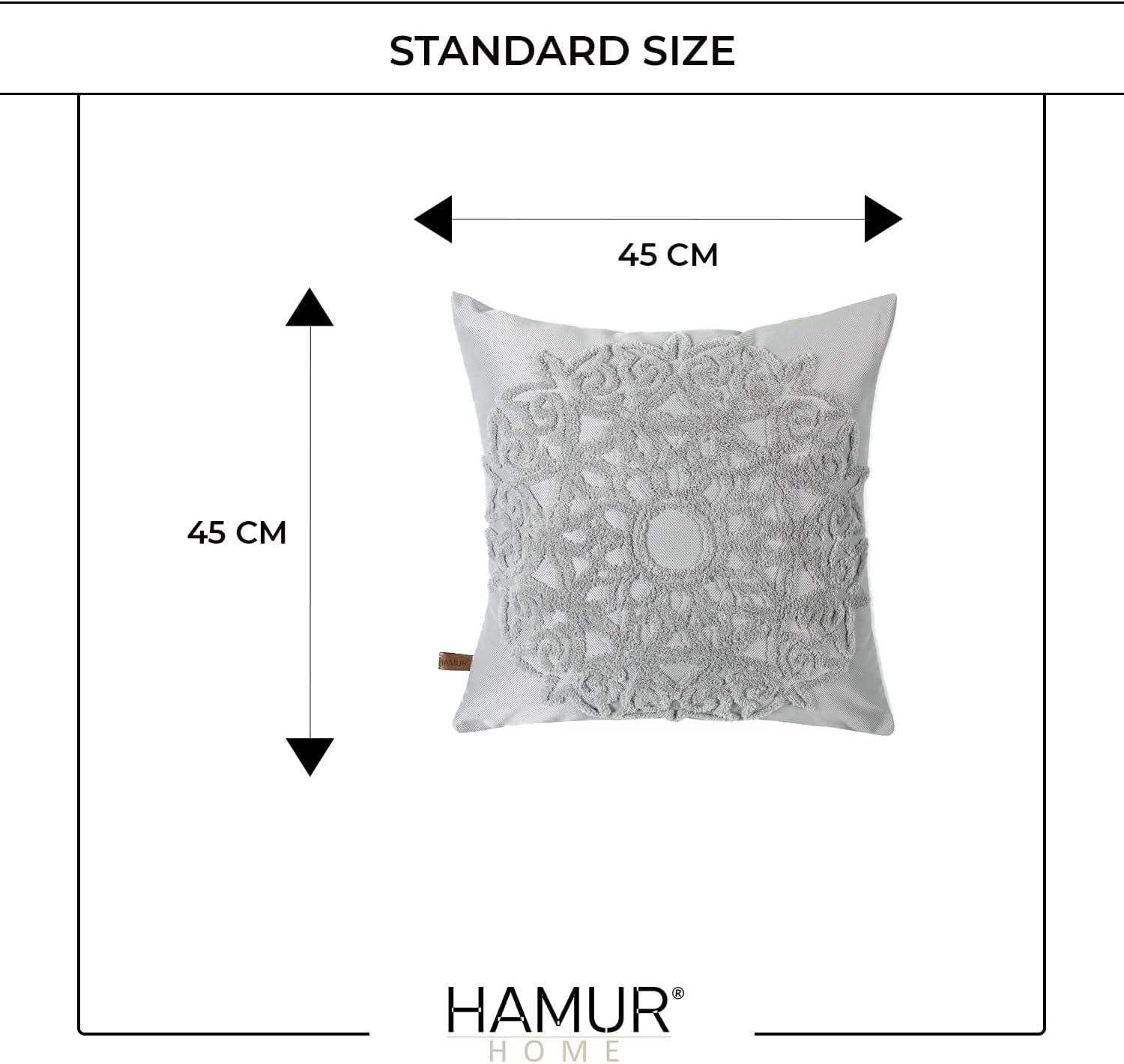 HAMUR HOME Federe Cuscini Divano Boho 2 Pezzi | 30x50 Cm | Tessuto Jacquard Effetto 3D | Cerniera Nascosta (Line, Ecru)
