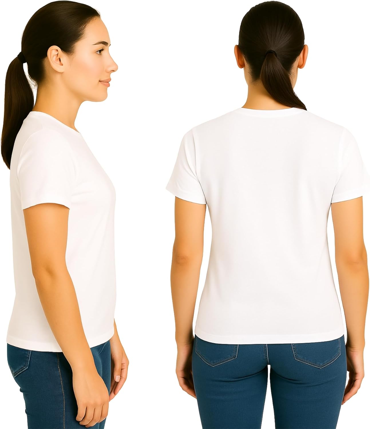 Women's T-Shirts Short Sleeve Crewneck Cotton Soft Comfortable Fashion T Shirts for Women, 2 Pack - Image 2