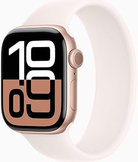 Apple Watch Series 10 [GPS + Cellular, 46mm] - Rose Gold Aluminum Case with Light Blush Solo Loop, Size 5 (Renewed)