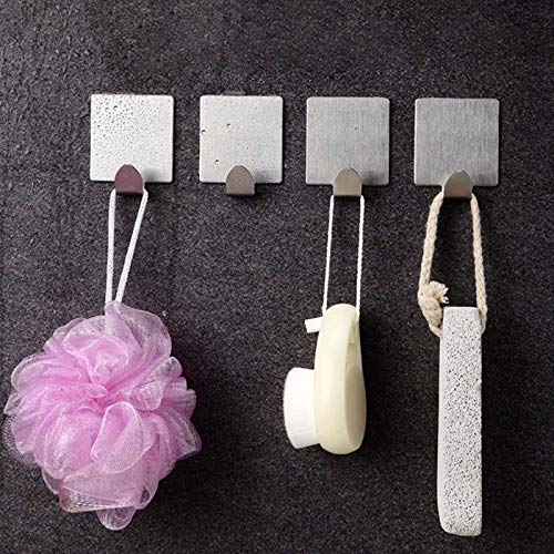 Mr. Gadget Solutions® Silver Self-Adhesive Hooks Stainless Steel Strong Sticky Stick On Wall Door Hang 6 Pack