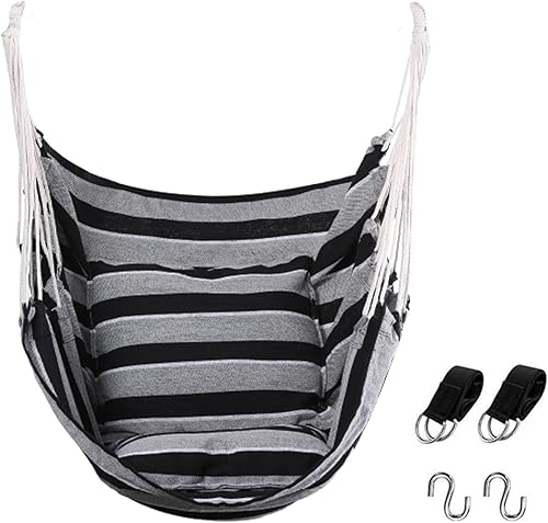 Miniatura 11 de Goutime Silla hamaca, columpio de techo de cuerda colgante bohemio, silla colgante de macramé para interiores, exteriores, dormitorio, exterior,